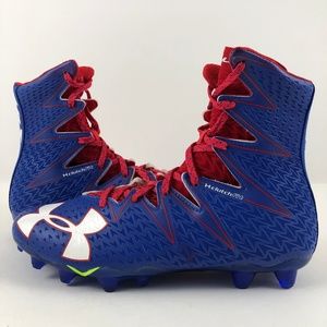 red and blue under armour highlight cleats
